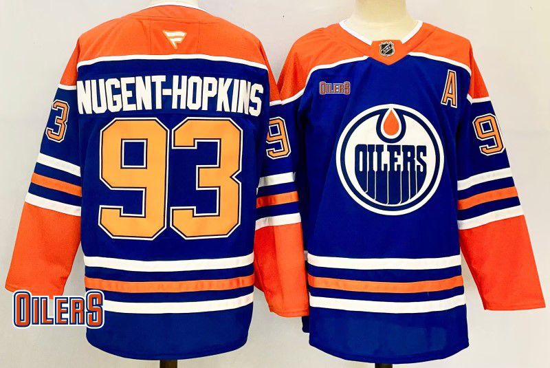 Men Edmonton Oilers #93 Nugent-Hopkins Blue Fanatics 2025 NHL Jersey style 3